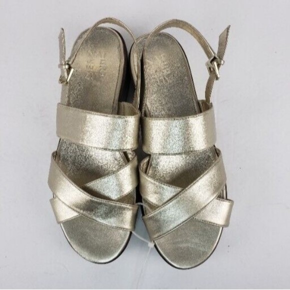 Naturalizer Caryn Silver Metallic Sling Back Leather Sandals Shoes Size 9 M - Picture 4 of 16